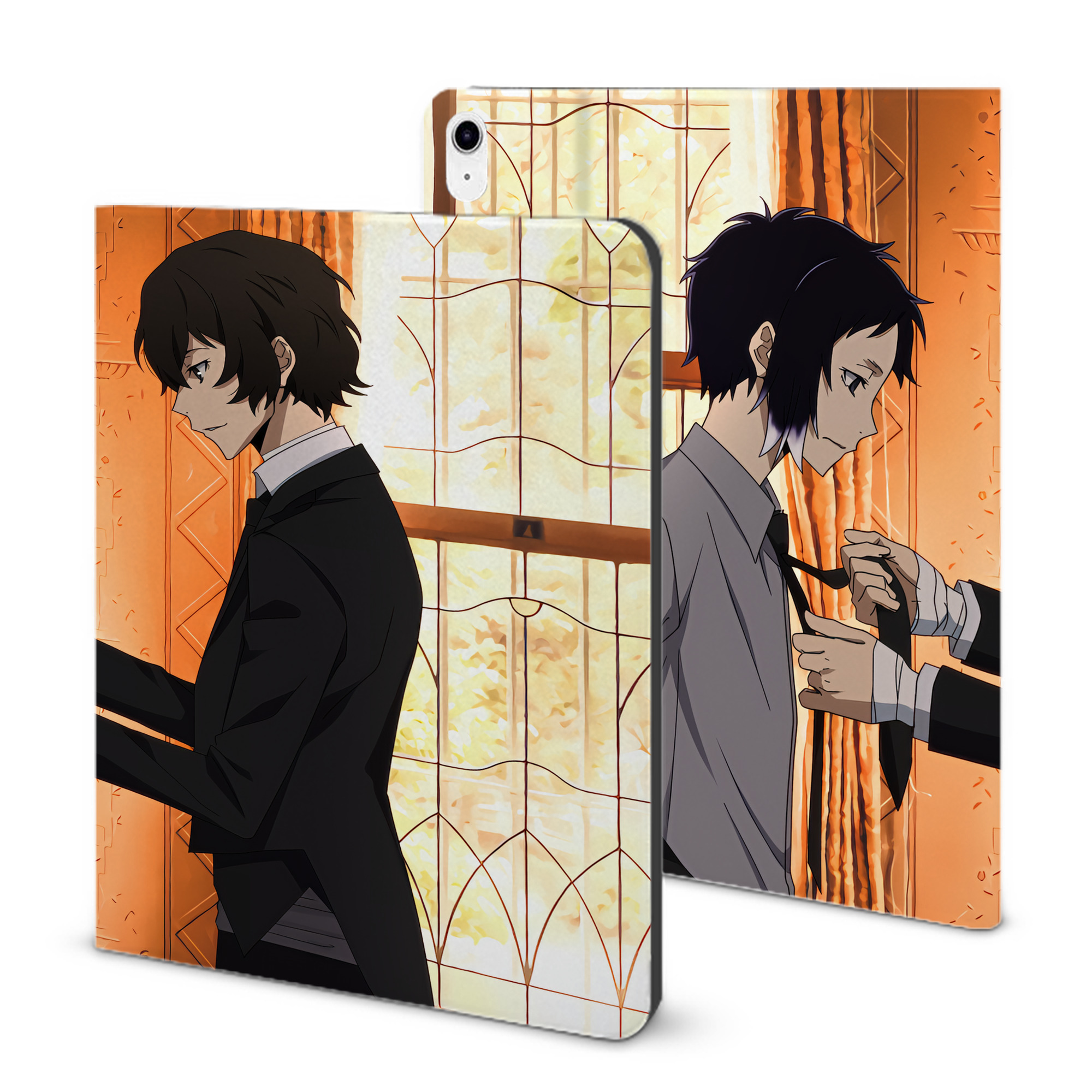 （画像用） 文豪ストレイドッグス Bungo Stray Dogs IPad ケース ブック型 PUレザー TPU 耐衝撃 軽量 薄型 ペン収納なし 全面保護 IPad 各モデル対応